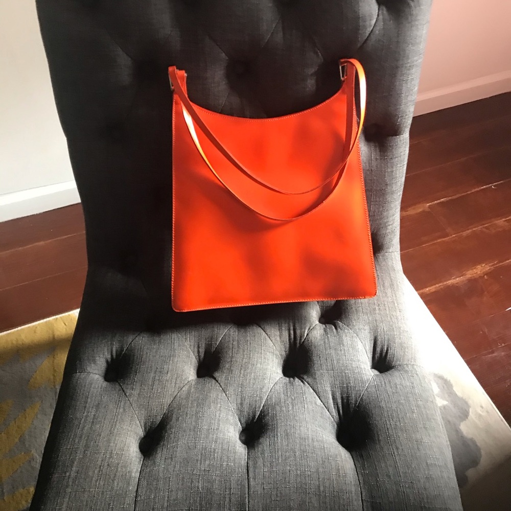 Leather handbag, beautiful bright orange